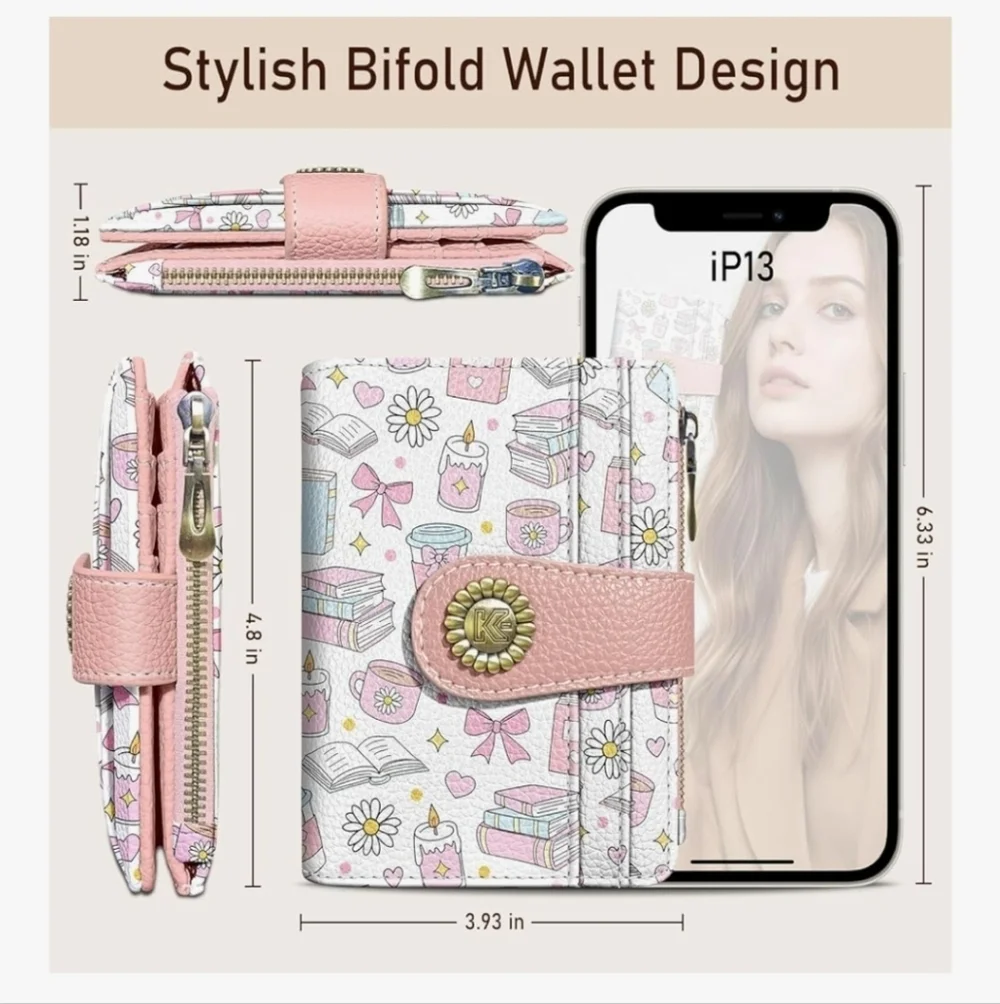 Cute Pink and White RFID-Blocking Wallet